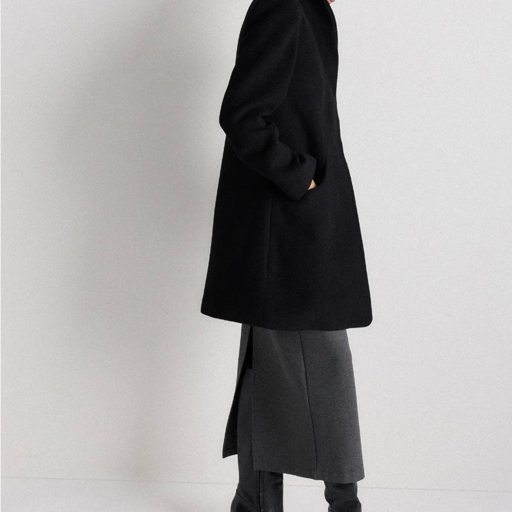 Quince Wool and Cashmere Cocoon Coat in Black Size Small 832 - Picture 5 of 8